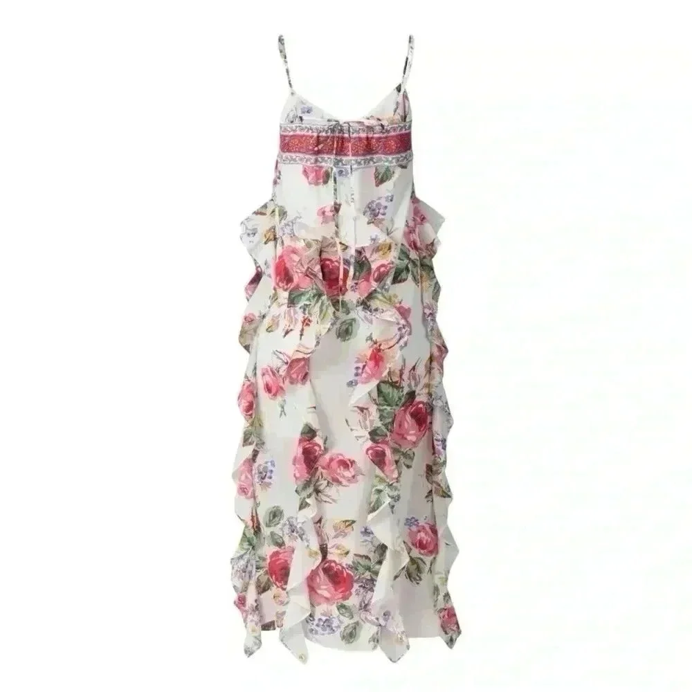 Alix of Bohemia Filipa Rosa Wildflower Dress M Cotton Ruffle Boho Resort Luxury - Picture 2 of 16